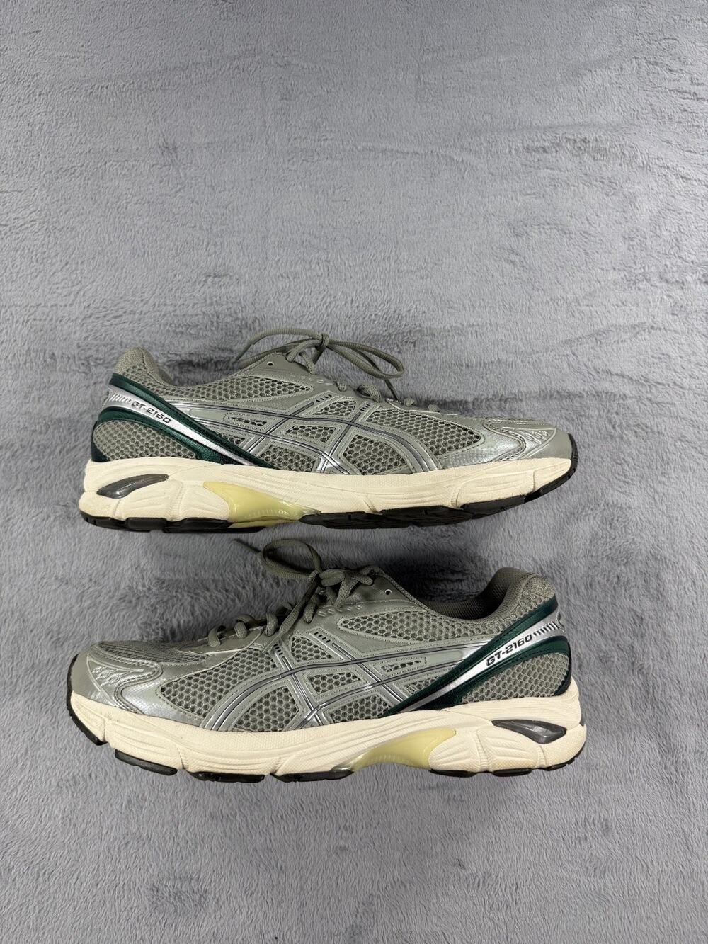 Asics GT-2160 Men's 12 Athletic Running Shoes Silver Green Sneakers No Insoles